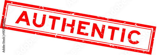 Grunge red authentic word rsquare ubber seal stamp on white background