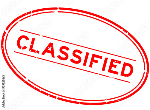 Grunge red classified word oval rubber seal stamp on white background