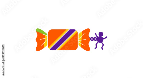 Colorful candy with purple skeleton.