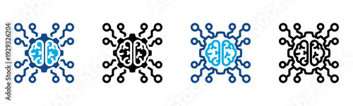 Ai Learning Icon Multiple Style Vector Illustration