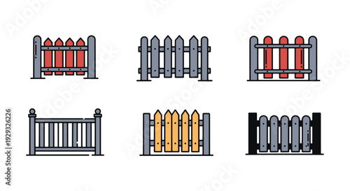 Security Fence Line modern color illustration design