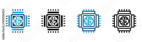 Ai Chip Icon Multiple Style Vector Illustration