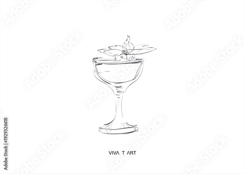 vector hand drawn cocktail in sketch style