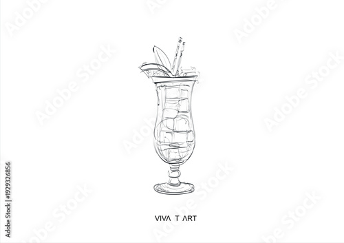 vector hand drawn cocktail in sketch style