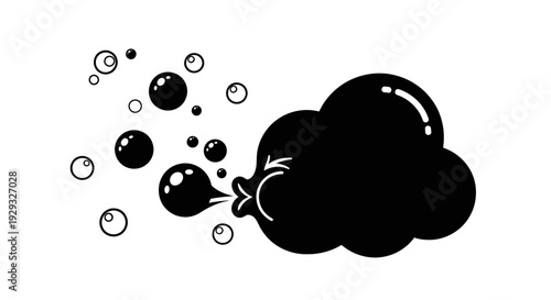 Black cloud blowing bubbles illustration.