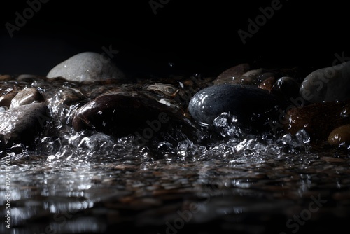 A murmuring stream awakens tranquility with shimmering, tender movement.