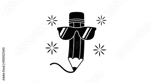 Black drawing pencil with top hat.