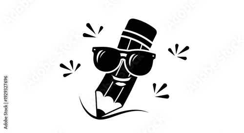Pencil Wearing Sunglasses And Hat.