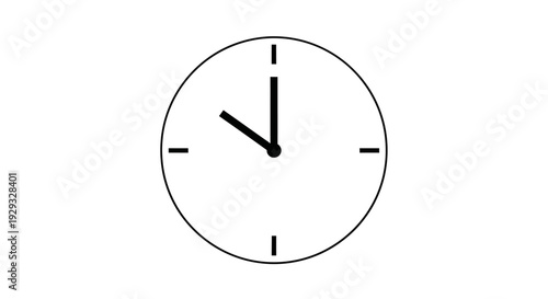 Minimalist Analog Clock Face, Time Concept, 10 O'Clock