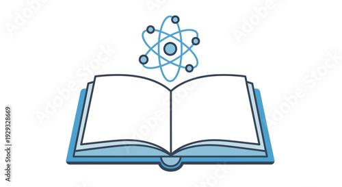 Open Book With Atom Symbol, Science and Education Concept