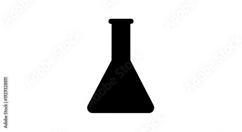 Black silhouette of a laboratory flask on a white background