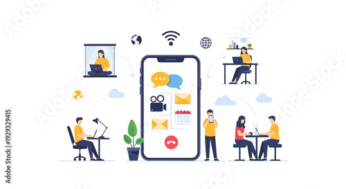 Smartphone Connectivity: Global Remote Work, Online Collaboration, and Digital Communication Lifestyle