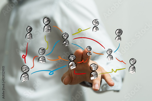 Hand touching network of pe...