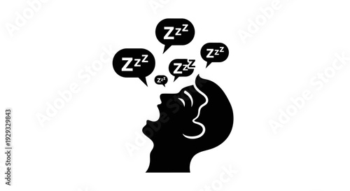 Black silhouette of sleeping human head.