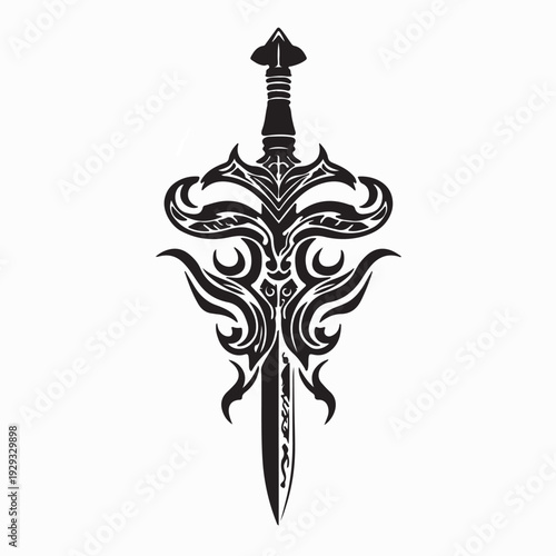 Antique Warrior Sword Vector Logo Icon Illustration Graphic Design