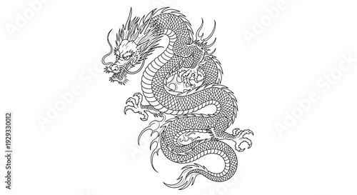 Traditional Chinese Dragon Tattoo Design, Oriental Mythology Creature