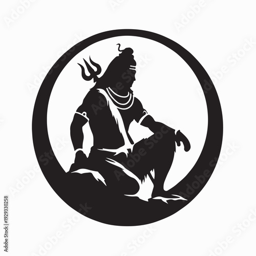 Majestic Lord Shiva Silhouette with Trident Vector Logo Illustration