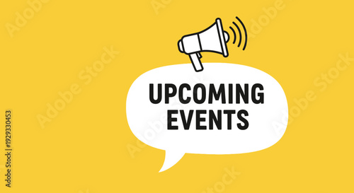 Announcing Upcoming Events: Vibrant Illustration with Megaphone and Speech Bubble Design