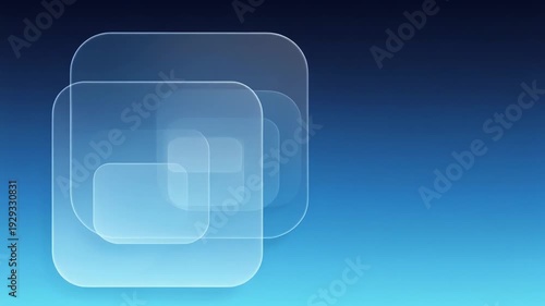 Abstract blue background with overlapping translucent rounded squares for modern digital design