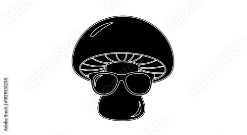 Black mushroom with sunglasses on.