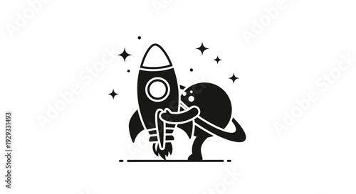 Astronaut Riding Rocket Ship Toy.