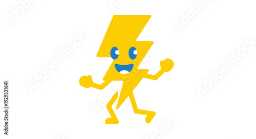 Yellow cartoon lightning bolt character running.