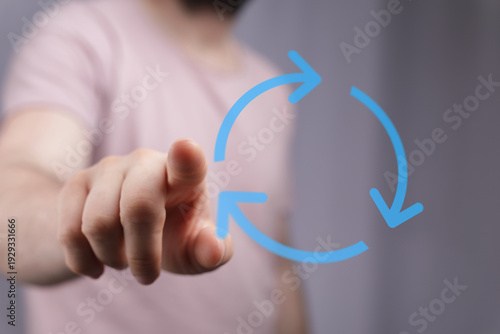 Person interacting with a v...