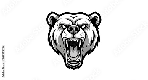 Aggressive Bear Head Graphic Illustration.