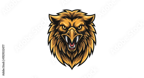 Aggressive Lion Head Illustration Design.