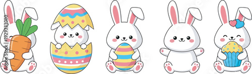 Whimsical Easter Silhouette Border with Hopping Bunnies and Spring Flora Design