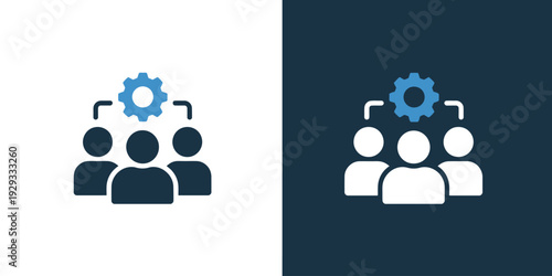 Teamwork collaboration with gear and people icons