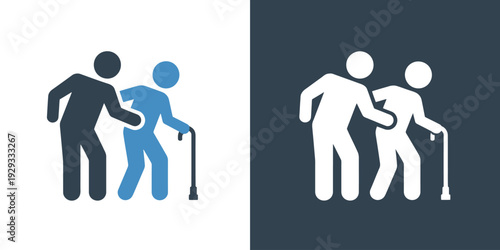 Elderly people walking with assistance  support and care for seniors