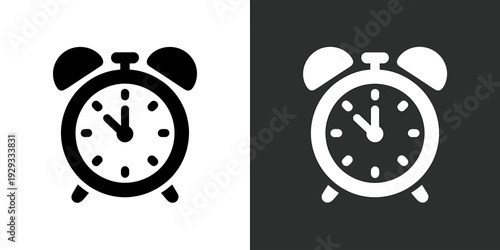 Black and white alarm clock icons