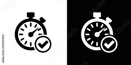 Stopwatch and checkmark icons design