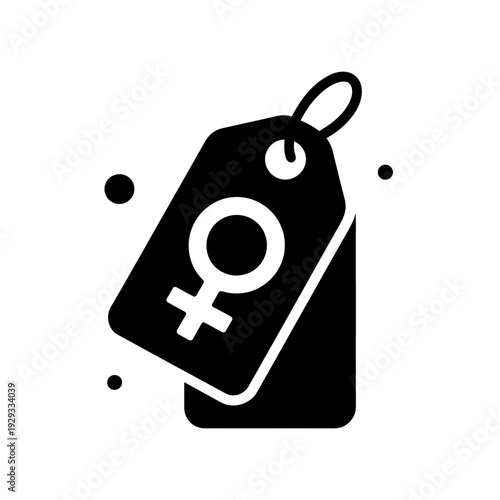 Black tag with female symbol