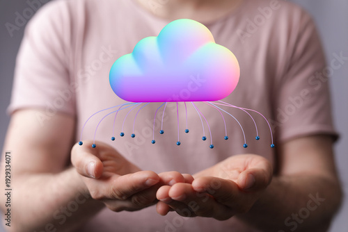 Person holding a 3D cloud i...