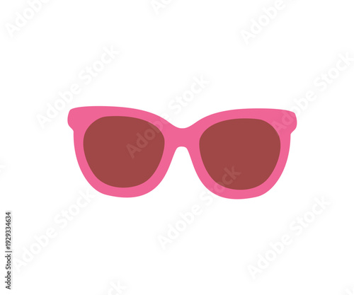 Retro Cat Eye Sunglasses in Pink, Bold Minimal Flat Design for Summer Graphics