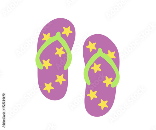 Cute Kids Flip Flops Top View, Bright Star Pattern Sandals in Bold Colors