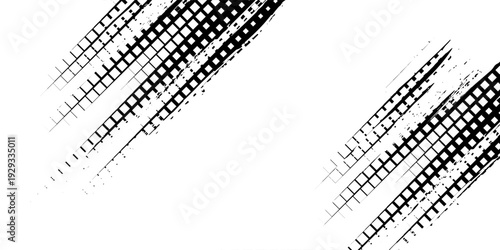 Grunge halftone gradient background. Faded grit noise texture. White and black sand wallpaper. Retro pixelated backdrop. Anime or manga style comic overlay. Vector graphic design textured template