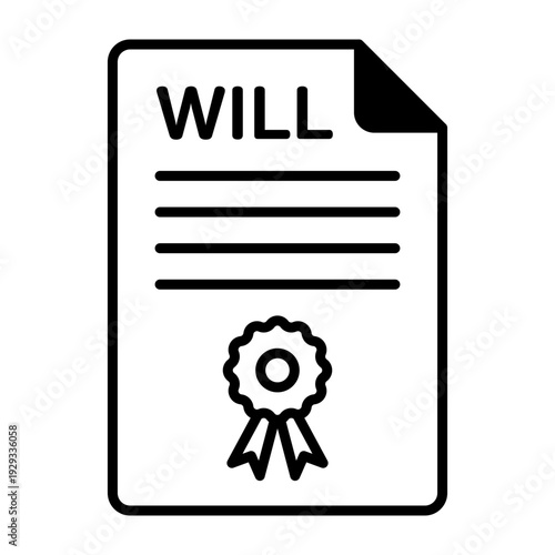 Last Will and Testament Document Icon with Official Seal