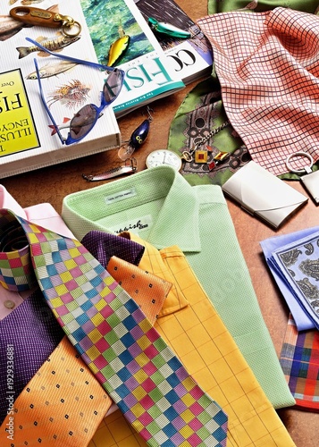 Wallpaper Mural Men's fashion items and fishing gear creating a lifestyle collage Torontodigital.ca