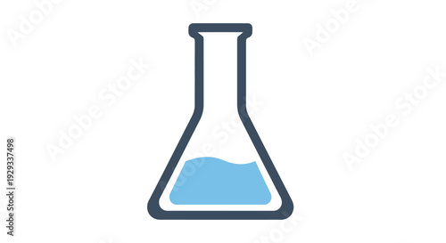 Laboratory Flask with Blue Liquid - Science and Research Icon