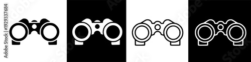Minimalist Binoculars Icons for Vision, Search, and Discovery Concepts