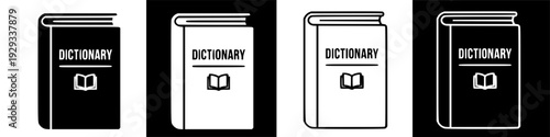 Clean Vector Icons of Reference Dictionary Books for Education and Language Learning