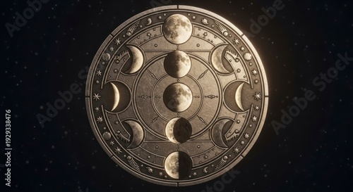 Silver Lunar Cycle Calendar Design.