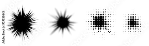 Radial Halftone dotted effect. Abstract geometric dote vector circles. Design for logos, backgrounds, icon pattern. Interesting futuristic shapes. 