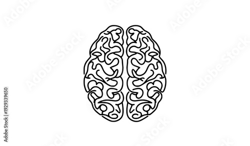 Abstract Continuous Line Human Brain Outline Vector Minimal Design