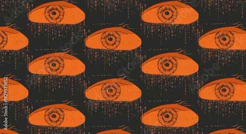 orange eye pattern on black background