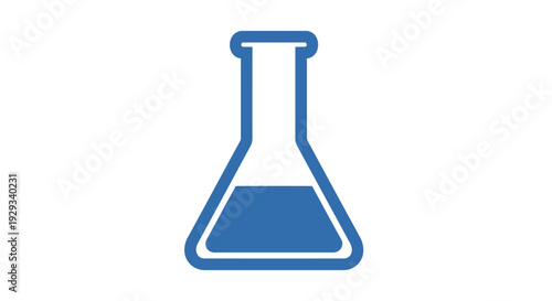 Blue Laboratory Flask Icon with Liquid, Science and Chemistry Symbol