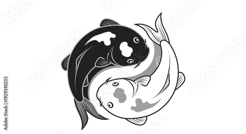 Yin Yang Koi Fish Symbol, Harmony and Balance Concept